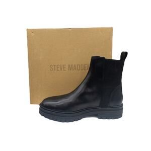 NEW Steve Madden Women's Black Lug Sole Combat Chelsea Boots Size 9